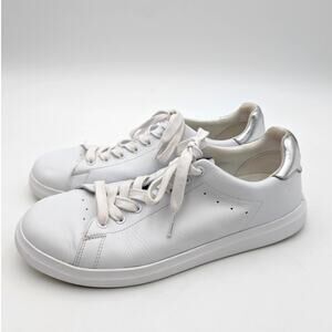 Tory Burch Women's Howell Court Sneakers Shoes White/Silver Size US9.5 EU40